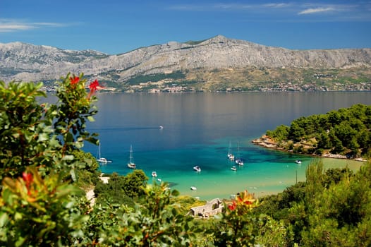 Lovrecina - sandy beach on Brac island, Croatia