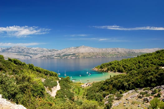 Lovrecina - sandy beach on Brac island, Croatia