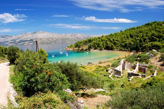Lovrecina - sandy beach on Brac island, Croatia