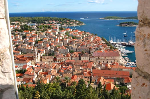 Panorama of the Old Town of Hvar, Croatia