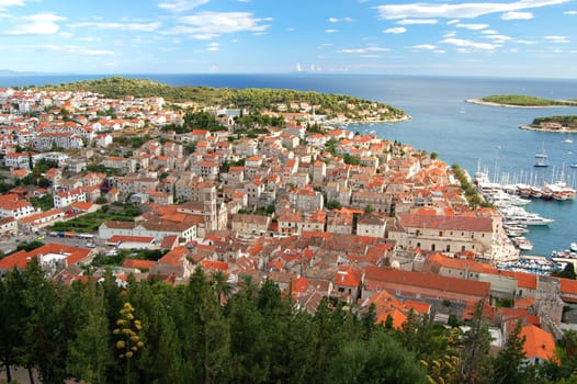 Panorama of the Old Town of Hvar, Croatia