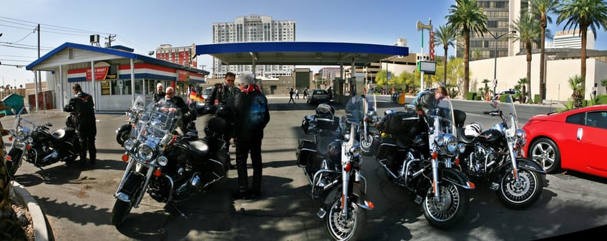 Motorcyclists at the gas station