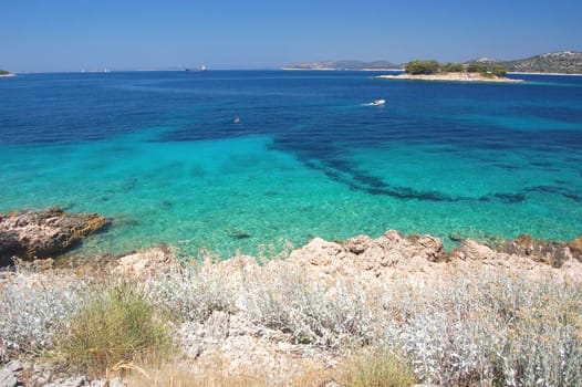 dalmatian rocky beach of adriatic sea  in croatia