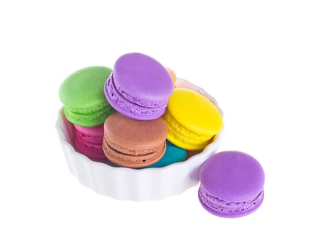 Colorful macaroons isolated on white background