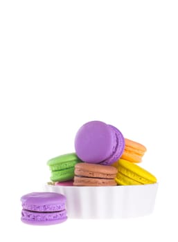 Colorful macaroons isolated on white background