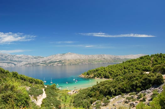 Lovrecina - sandy beach on Brac island, Croatia