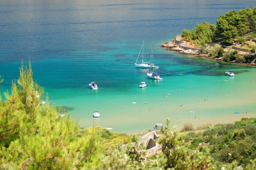 Lovrecina - sandy beach on Brac island, Croatia