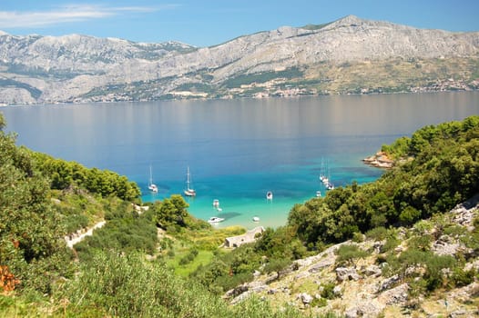 Lovrecina - sandy beach on Brac island, Croatia
