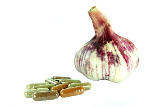 herbal powder and garlic