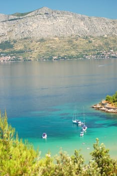 Lovrecina - sandy beach on Brac island, Croatia