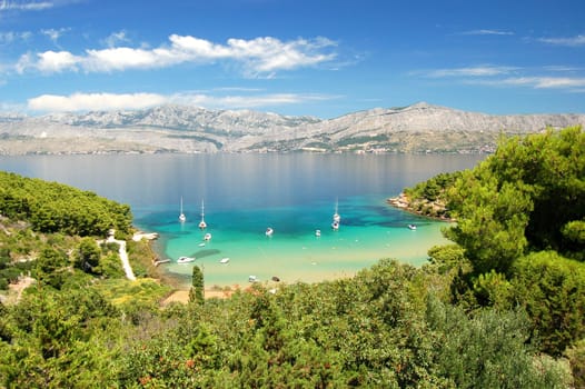 Lovrecina - sandy beach on Brac island, Croatia