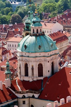 St Nikolas church, one of the most important buildings of baroque Prague, with a dominant dome and belfry.  Architects - K. Dientzenhofer, K.I. Dientzenhofer, A. Lugaro. Prague, Lesser Town, Czech republic, Europe.