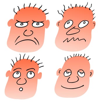 illustration of the man with various physiognomy