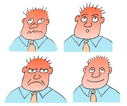 illustration of the man with various physiognomy