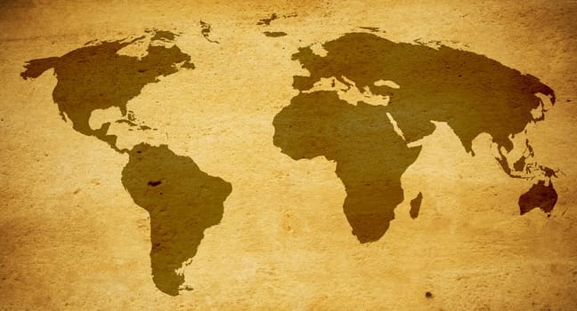 old world map in warm tones yellow