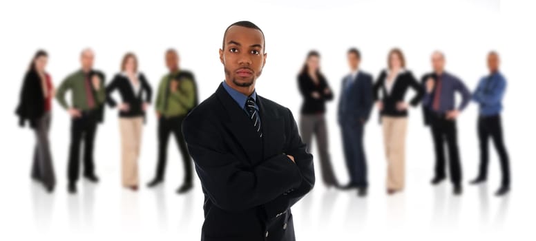 African Business man on a white background with his team