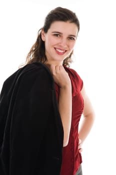 happy business woman on an isolated white background