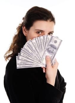 business woman with some money cash in her hand