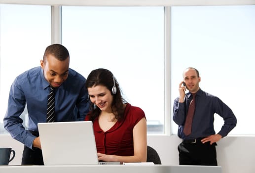 business team with a woman in the foreground
