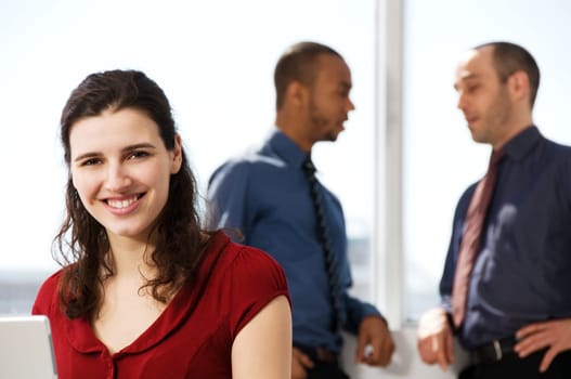 business team with a woman in the foreground