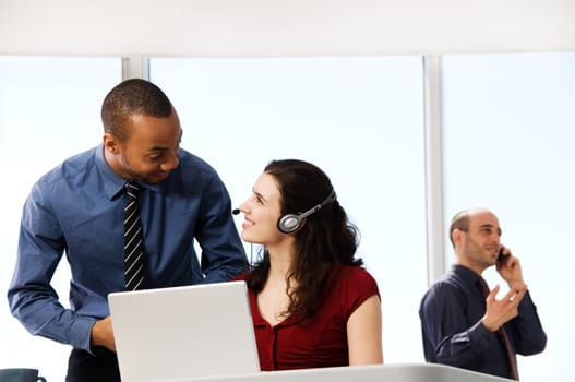 business team with a woman in the foreground