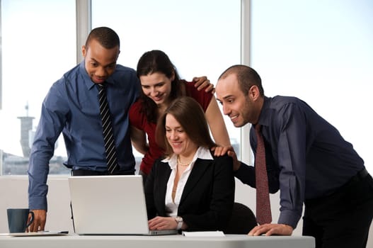 business people at the office as a team