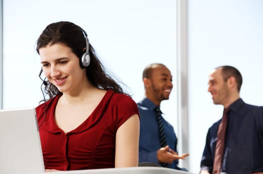 business team with a woman in the foreground