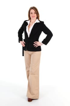 happy business woman on an isolated white background