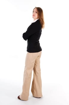 serious business woman on an isolated white background