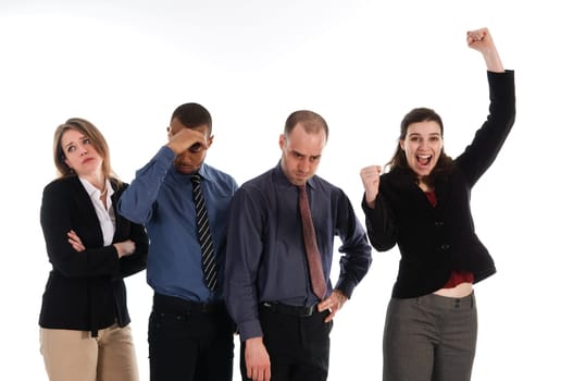 business team success and failure on white