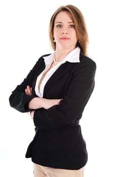 happy business woman on an isolated white background