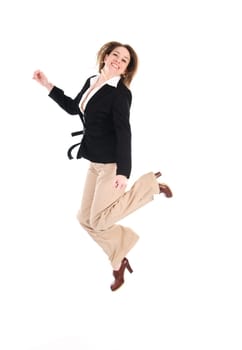 happy business woman on an isolated white background