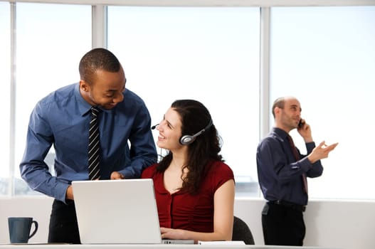business team with a woman in the foreground
