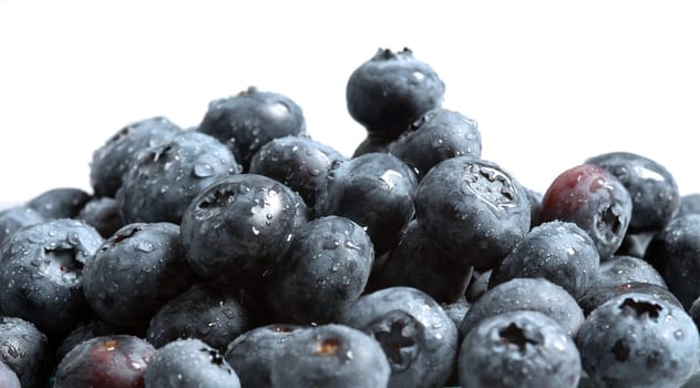 pile of blueberries with white background