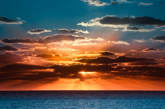 Beautiful sunrise with a colorful sky and clouds