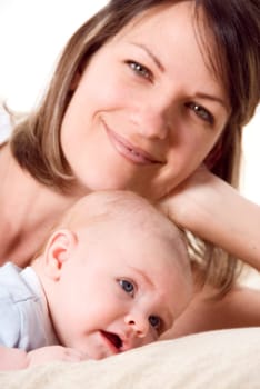 mom playing fun things with her baby boy