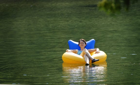 woman floating on water