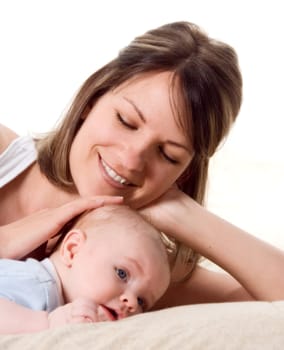 mom playing fun things with her baby boy