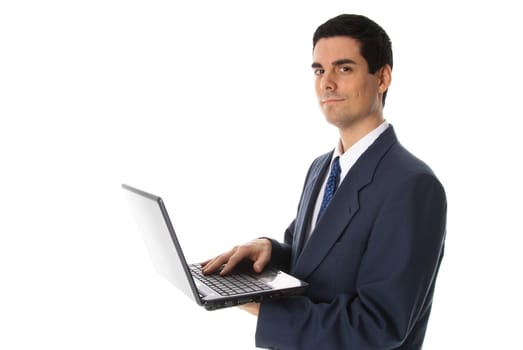 businessman in blue suit on white background
