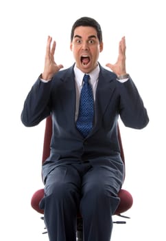 man in a big panic on a background