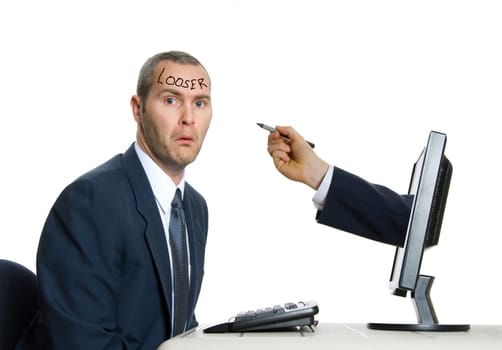 computer hand drawing on man in suit