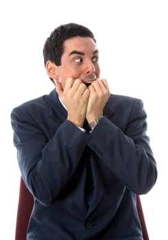 man who can't haddle it anymore in a blue suit