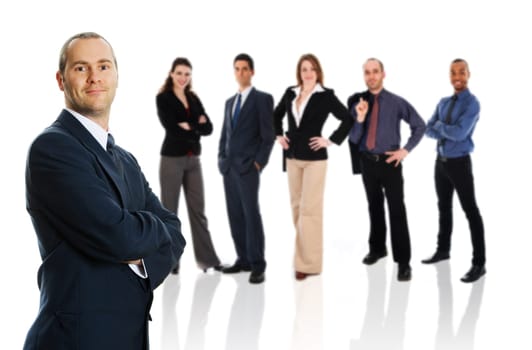 business team in business suit on isolated background