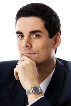 head shot of a hot businessman on white background
