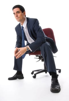 full shot of a man in a blue suit