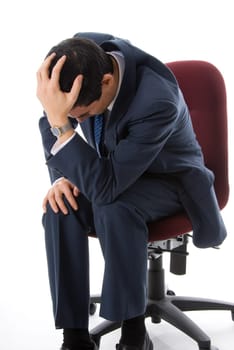 man in a blue suit having a breakdown