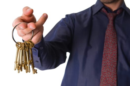 real estate agent with golden keys for client