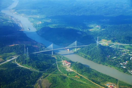 this is the panama canal taken from the plane