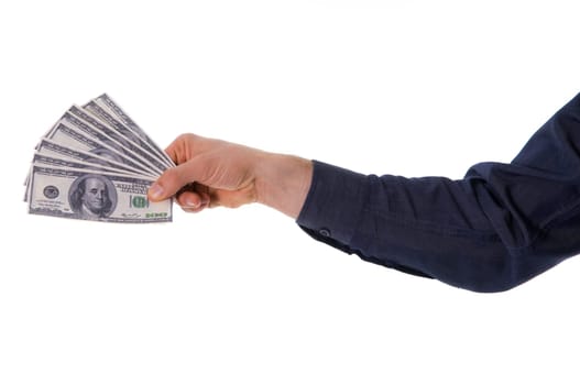 business man with some money on white
