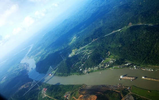 this is the panama canal taken from the plane